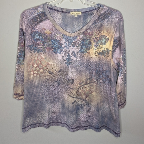 XCIT USA Y2K floral long sleeve woman's top size 1X - Picture 2 of 12